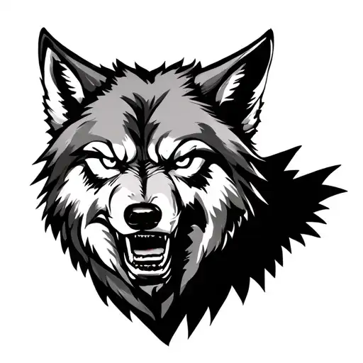 Angry Lone Wolf tattoo design idea