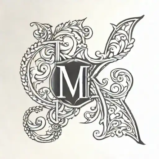 siblings initials m,b,e,b,k,c tattoo design idea