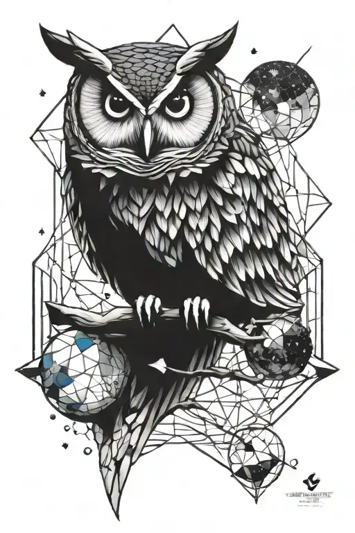geometric owl space themed tattoo tattoo design idea