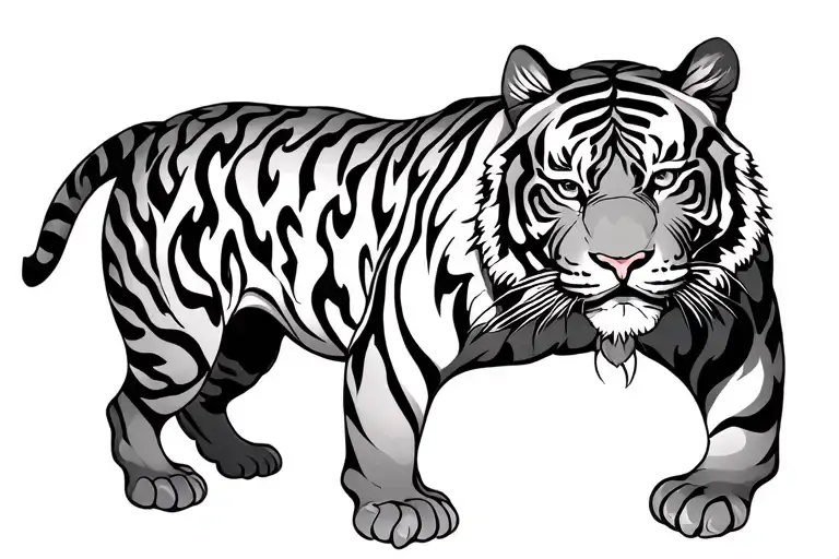 asian traditional tiger body tattoo design idea