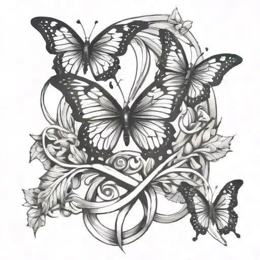infinity sign interwined  with butterfly tattoo design idea