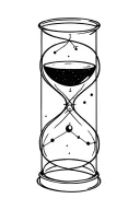 Simple line tattoo of the constellation Orion inside an hourglass with black glass tattoo design idea