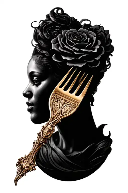 fancy fork tattoo design idea