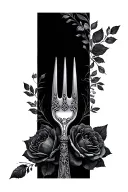 fancy fork tattoo design idea