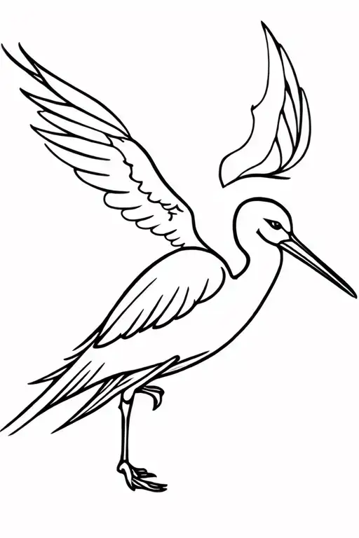  stork mixed in Lithuanian national attributes tattoo design idea