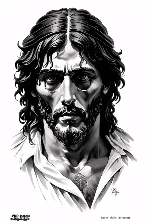 scarface related tattoo, with jesus chris.  tattoo design idea