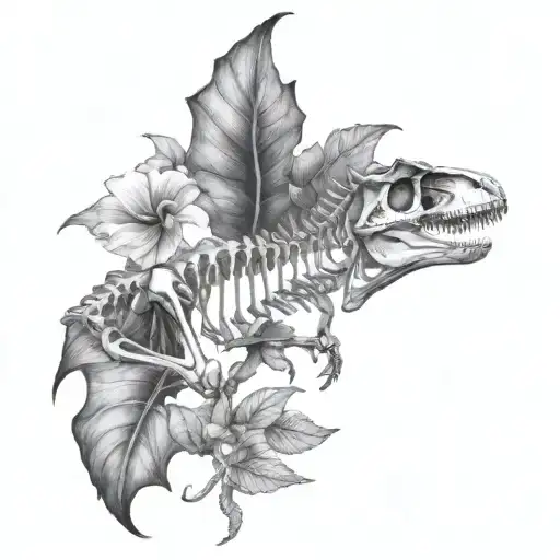 tyrannosaurus skeleton tattoo design idea