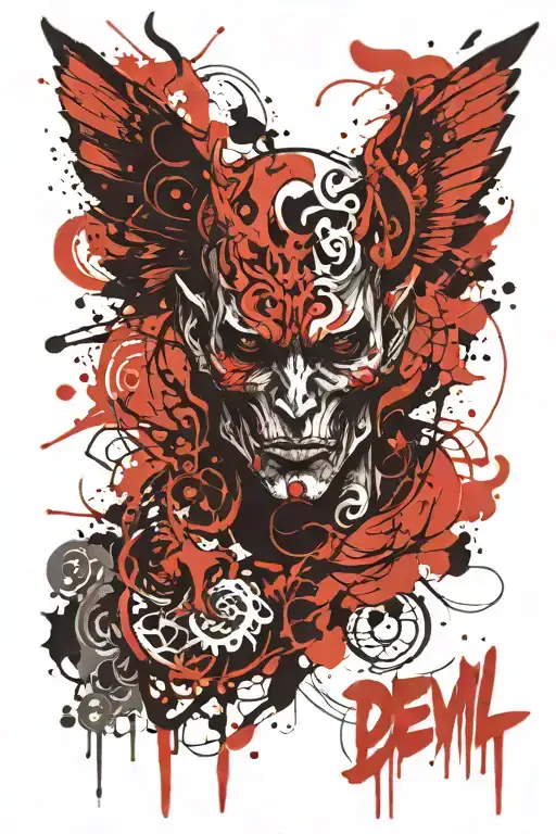 devil half angel tattoo design idea