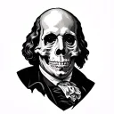 Benjamin Franklin face half skull inside tattoo design idea