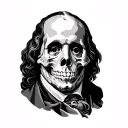 Benjamin Franklin face half skull inside tattoo design idea