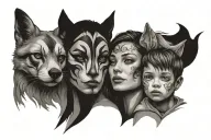 mother with two son looking tattoo design idea