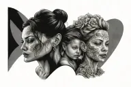 mother with two son looking tattoo design idea