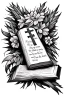 cross and bible scripture tattoo design idea