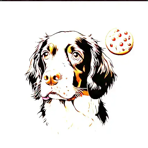 lucky springer spaniel with diesel fuel canister and a chocolate chip cookie tattoo design idea