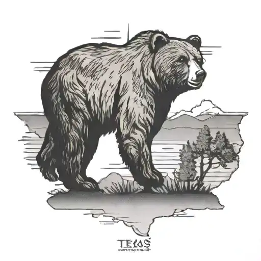 texas state outline California bear inside tattoo design idea