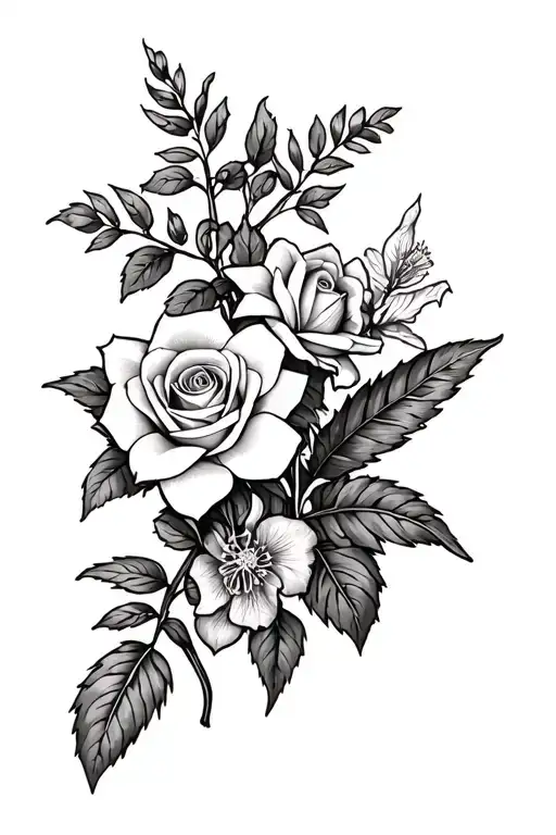 hyssop, myrrh, Lillie's, rose of Sharon, palm branch, cross tattoo design idea