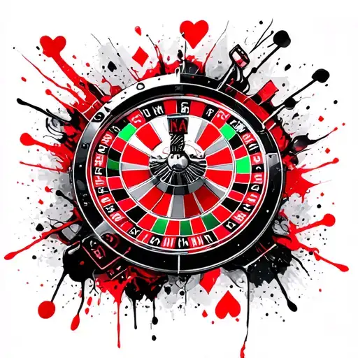 Vegas, roulette wheel, craps, cards tattoo design idea