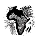 Africa continent filled tattoo design idea
