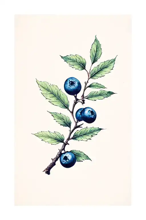 ficus branch wrapped blueberries tattoo design idea