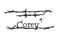 "Corey" name with barbed wire tattoo tattoo design idea