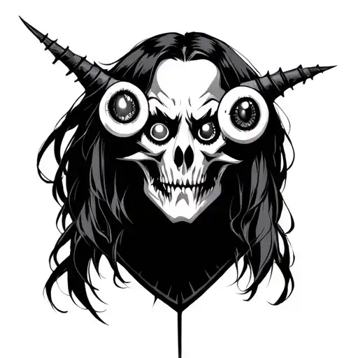 head with 3 noses and 6 eyes like in the anime Helsing tattoo design idea