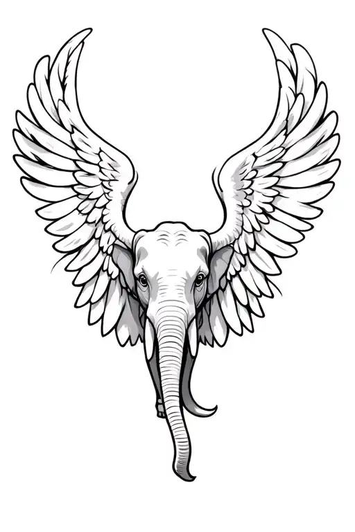 elephant angel wings sitting tattoo design idea