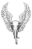elephant angel wings sitting tattoo design idea