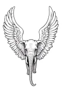 elephant angel wings sitting tattoo design idea