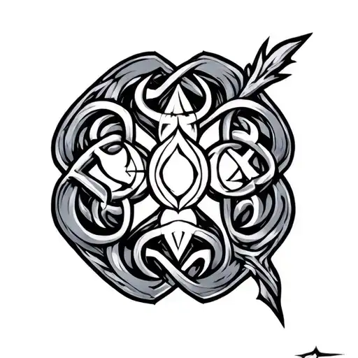 magic the gathering mana symbols intertwined tattoo design idea