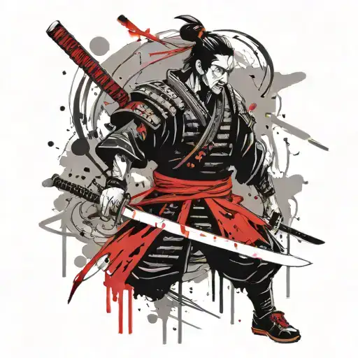 samurai with katana sword tattoo design idea