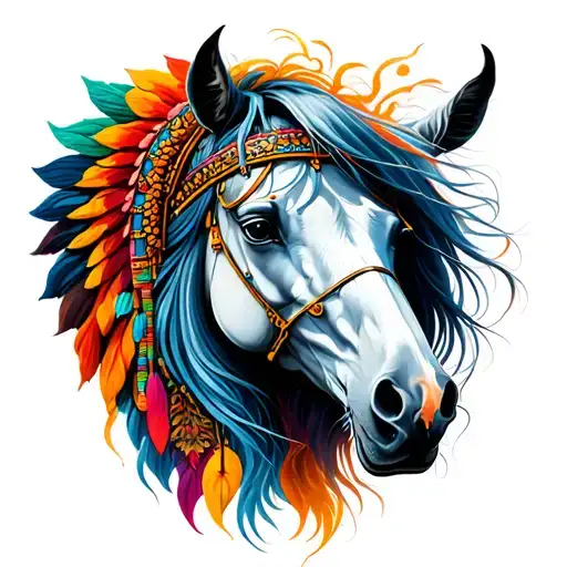 chief girl spirit horse tattoo design idea