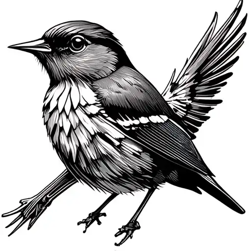 An American Dipper and American Robin bird tattoo design idea