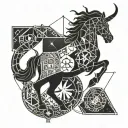 Sagittarius represented in several geometric shapes, with each sign (Leo, Taurus, Capricorn, Scorpio) tattoo design idea