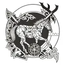 Sagittarius represented in several geometric shapes, with each sign (Leo, Taurus, Capricorn, Scorpio) tattoo design idea