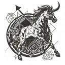 Sagittarius represented in several geometric shapes, with each sign (Leo, Taurus, Capricorn, Scorpio) tattoo design idea