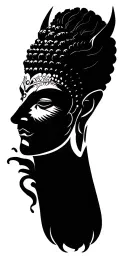 buda half meditating devil face morphing tattoo design idea