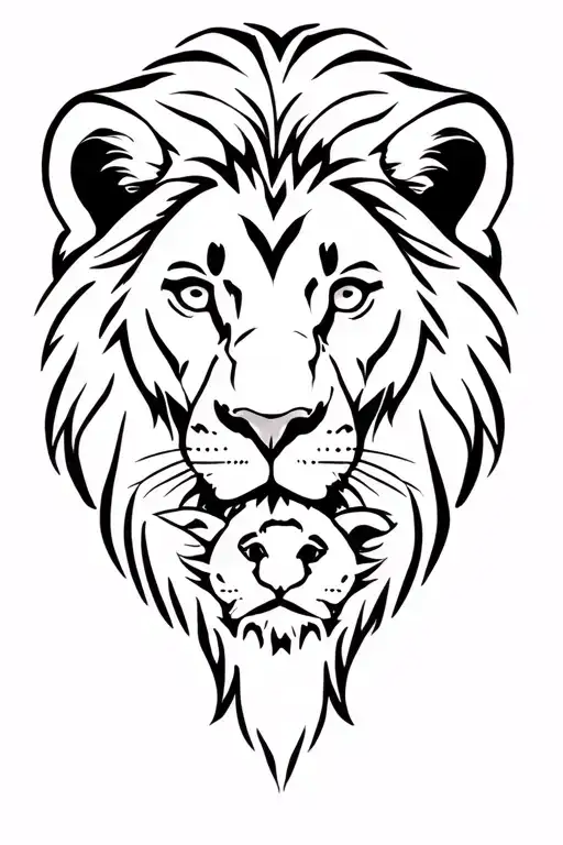 lionness with 2 cubs tattoo design idea