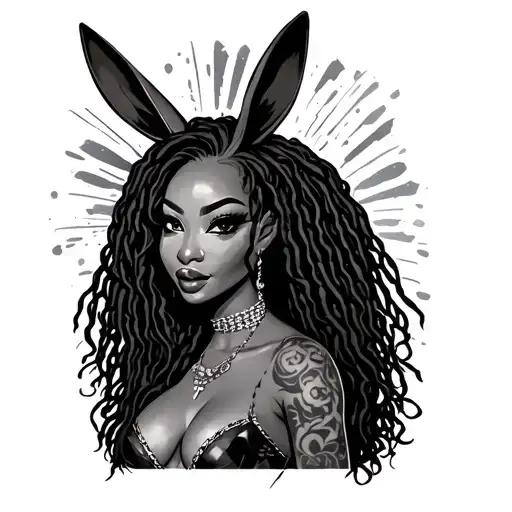 African american Jessica Rabbit with locs tattoo design idea