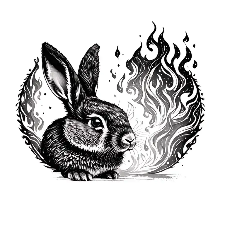 Fire Rabbit gemeni tattoo design idea