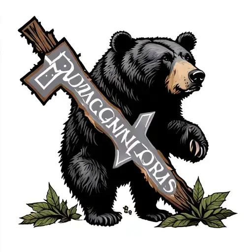 bears, cross, and Virginia state frame tattoo design idea