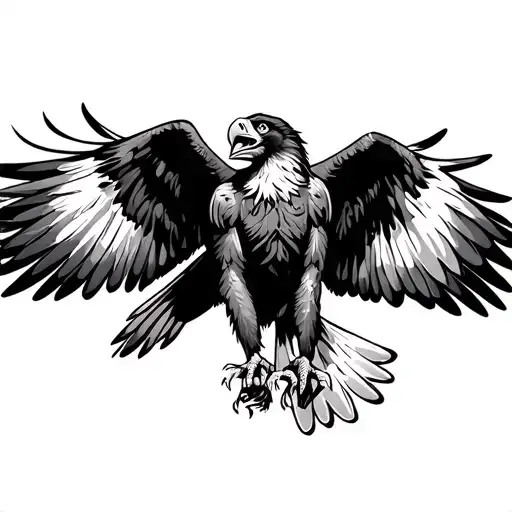 philippines monkey-eating eagle flying tattoo design idea