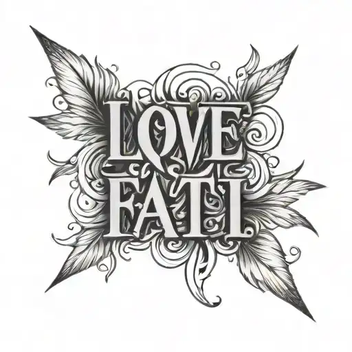 LOVE FATI text tattoo design idea