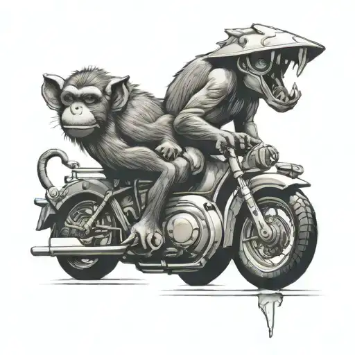 monkey eating ice-cream riding a warthog  tattoo design idea