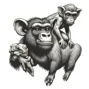 monkey eating ice-cream riding a warthog  tattoo design idea