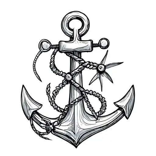 Anchors and propellers under the ocean floor. tattoo design idea