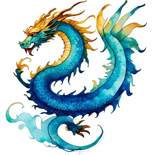 spiral gold dragon tattoo design idea