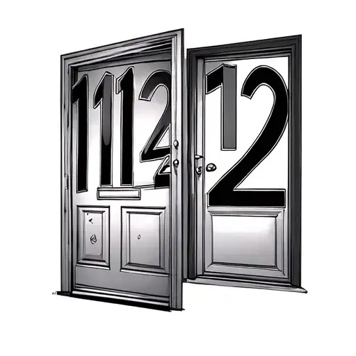 a door with the number 112a  tattoo design idea