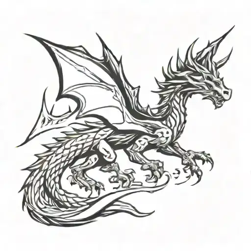 We invoke thee, Black Dragon of ChaosWe evoke thee, O mighty dragon forceAwaken now from your aeonic slumber -- rise u tattoo design idea