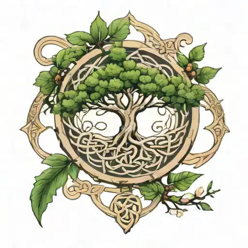 Celtic Tree of Life intertwined with a ogham symbol tattoo design idea