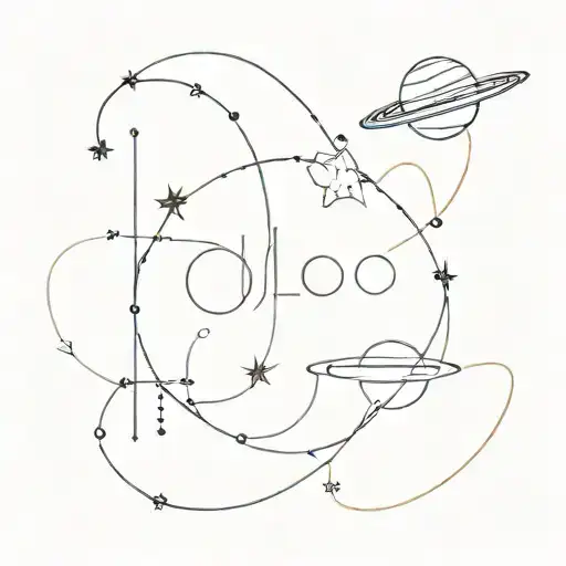 mercury and saturn in leo constellation tattoo design idea